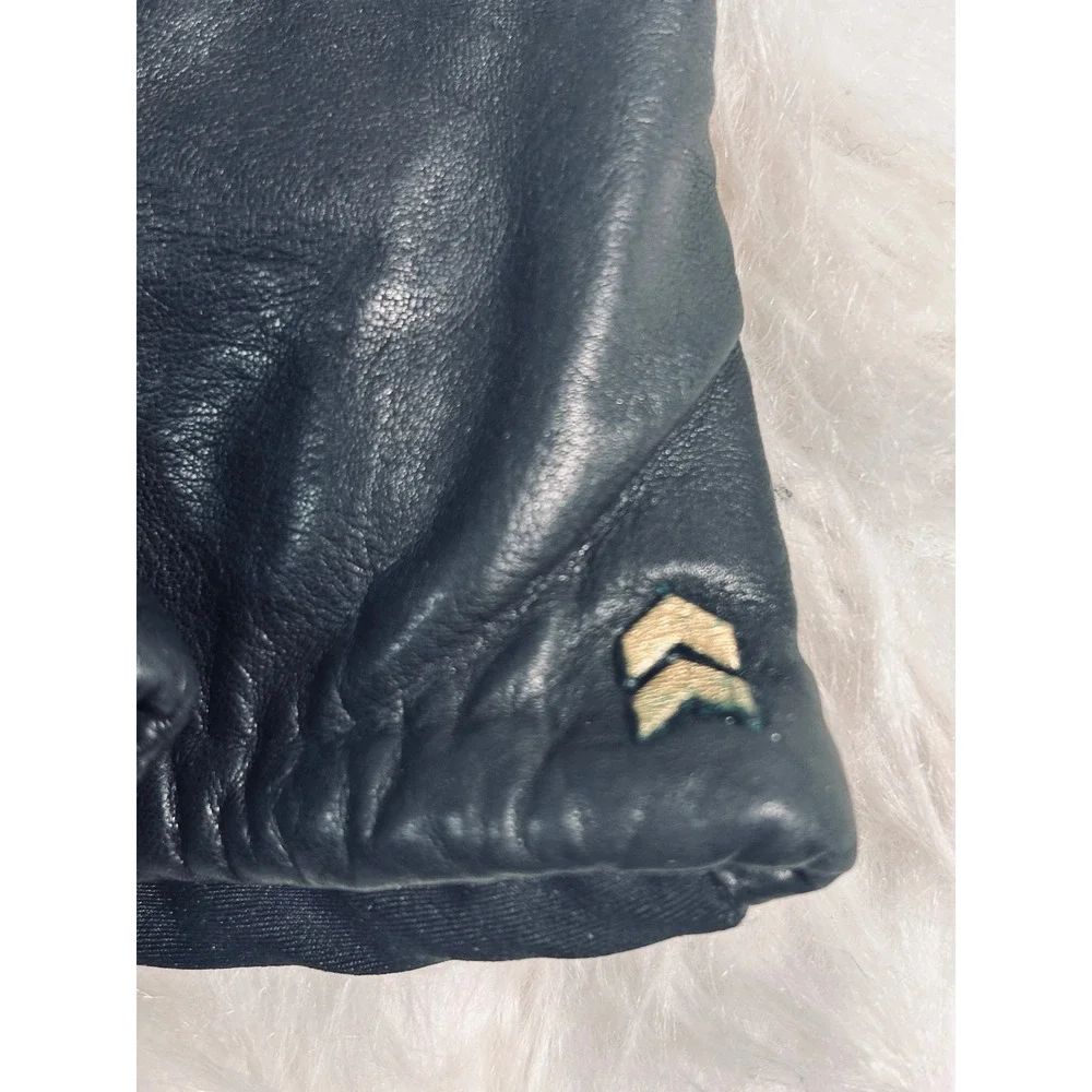 Isotoner by Aris Womens Black Leather Spandex Gloves Gold Chevron One Size - Picture 2 of 7